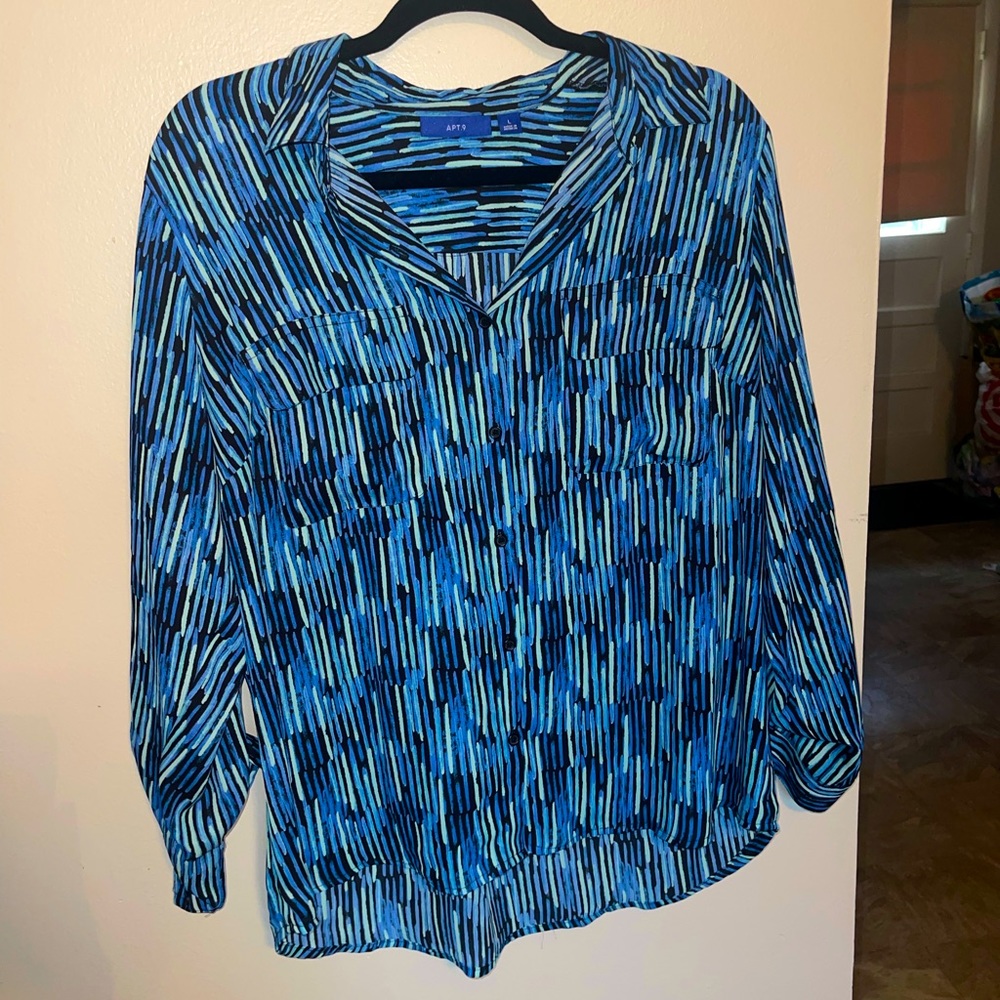 Blue Stripe Pattern Button Up